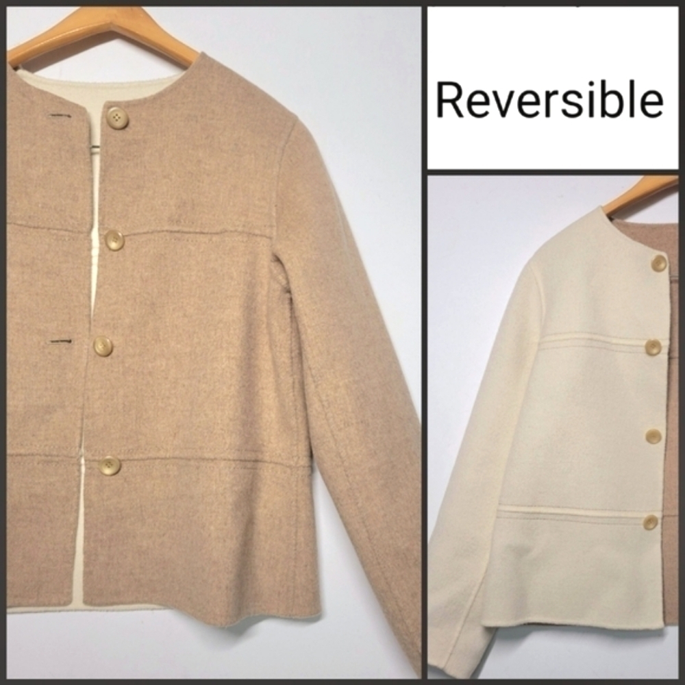 REVERSIBLE Camel Tan/ Cream 2 in 1 Jacket/Blazer.
